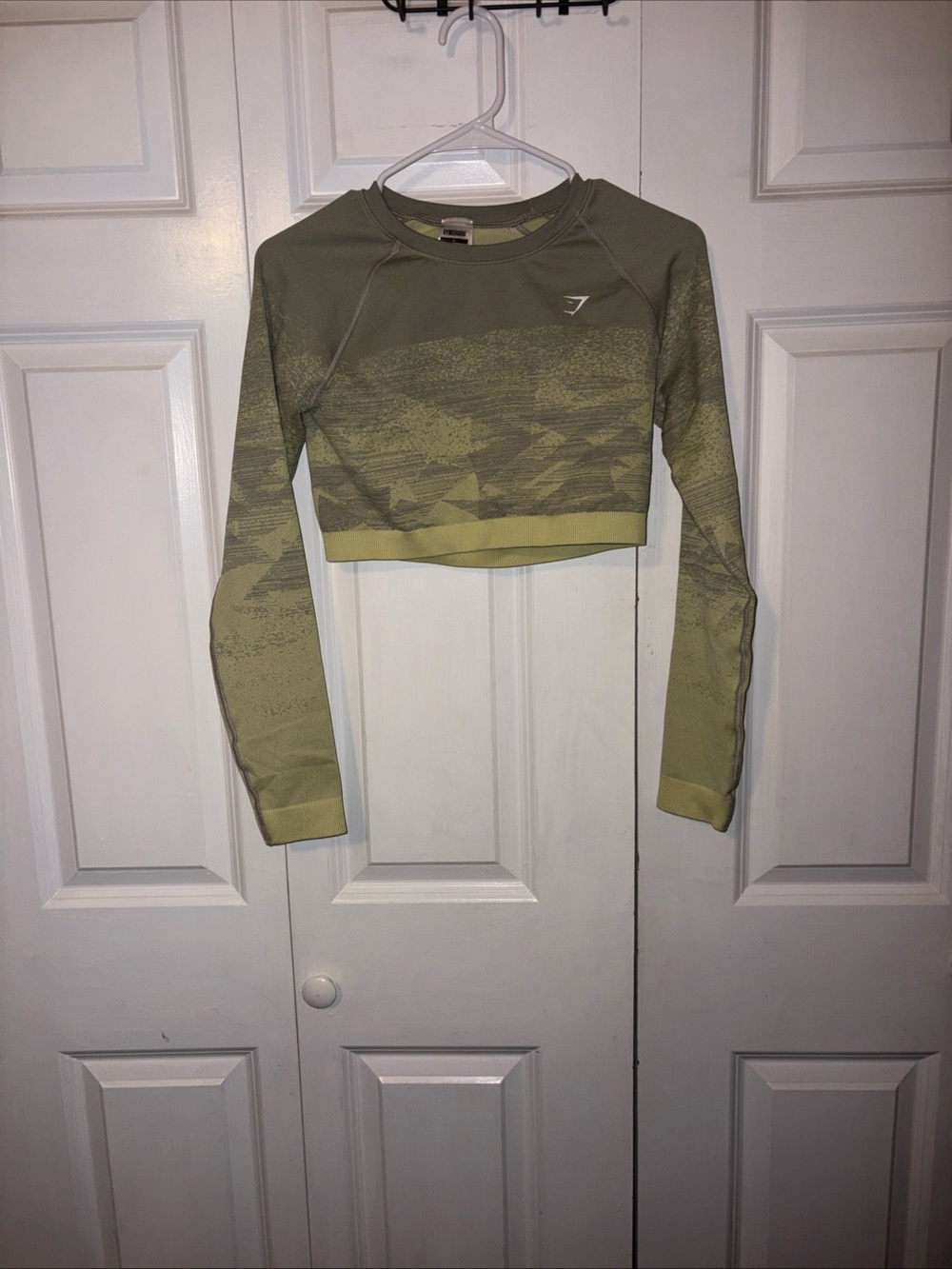 Gymshark Olive Green Cropped Long Sleeve Top